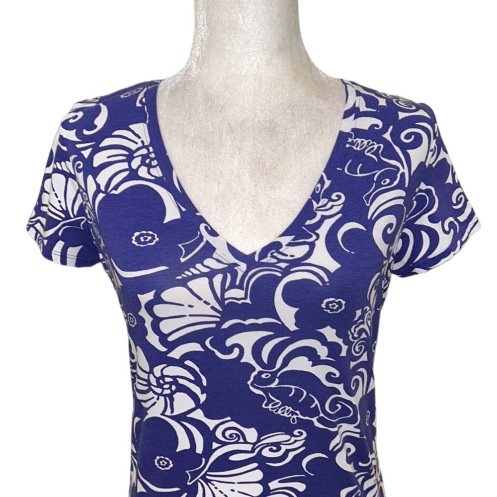 Lilly Pulitzer Michele Tide Pools V-Neck Tee - S - Picture 3 of 12